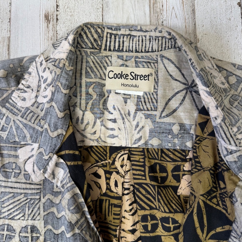 Cooke‎ Street Honolulu Mens  L Hawaiian Shirt Aloha Tropical Leaf Pattern - Picture 2 of 8